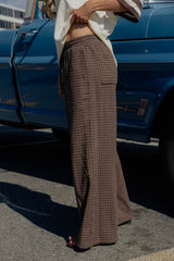 Landon Wide Leg Pants - Chocolate Check