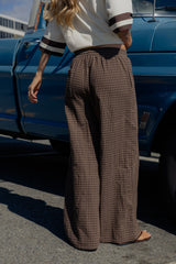 Landon Wide Leg Pants - Chocolate Check