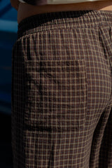 Landon Wide Leg Pants - Chocolate Check