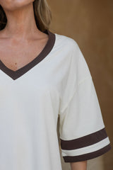 Stevie Relaxed-Fit V-Neck Tee - Butter and Chocolate