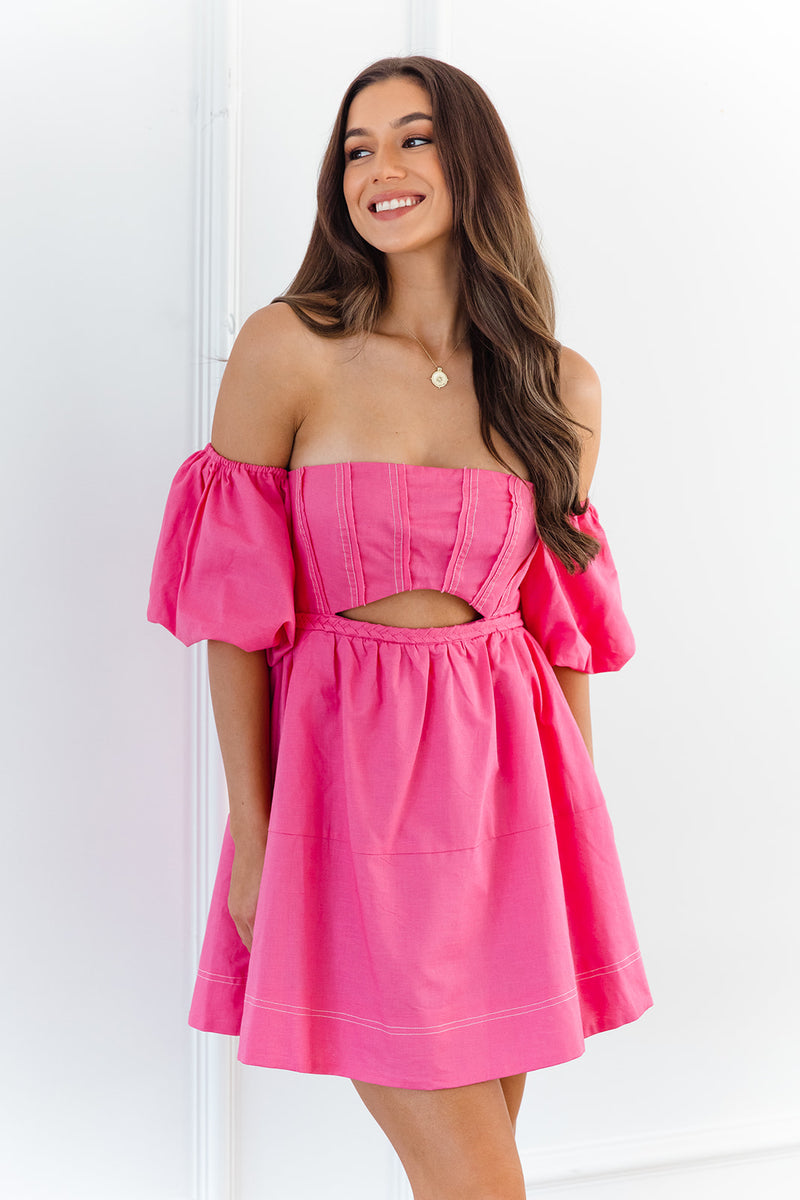 Ambrose Mini Dress - Hot Pink - The Self Styler