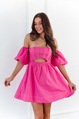 Ambrose Mini Dress - Hot Pink - The Self Styler