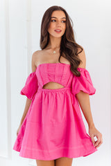 Ambrose Mini Dress - Hot Pink - The Self Styler