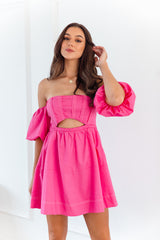 Ambrose Mini Dress - Hot Pink - The Self Styler