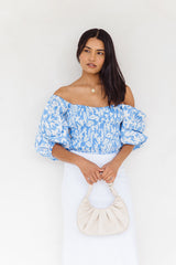 Poppy Crop Top - Blue Floral - The Self Styler