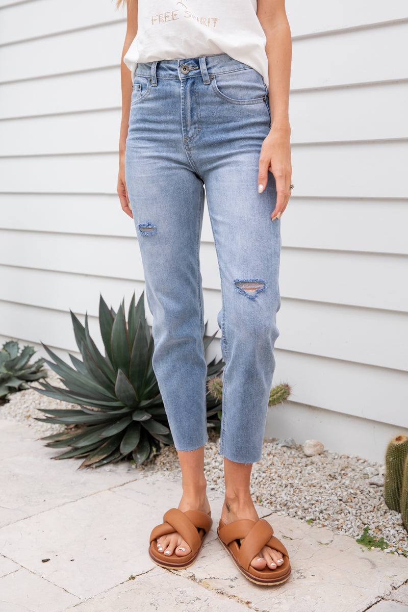 BARRYMORE HIGH RISE MUM JEANS - BLUE WASH - The Self Styler