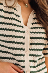 Arden Knit Top- Green and Cream - The Self Styler