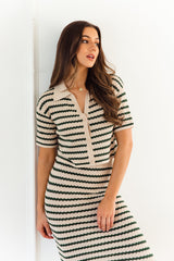 Arden Knit Top- Green and Cream - The Self Styler