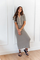 Blaine Knit Midi Skirt - Green and Cream - The Self Styler