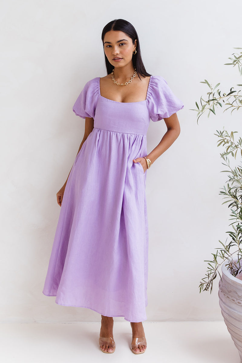 Sofia Linen Maxi Dress - Lilac - The Self Styler - The Self Styler