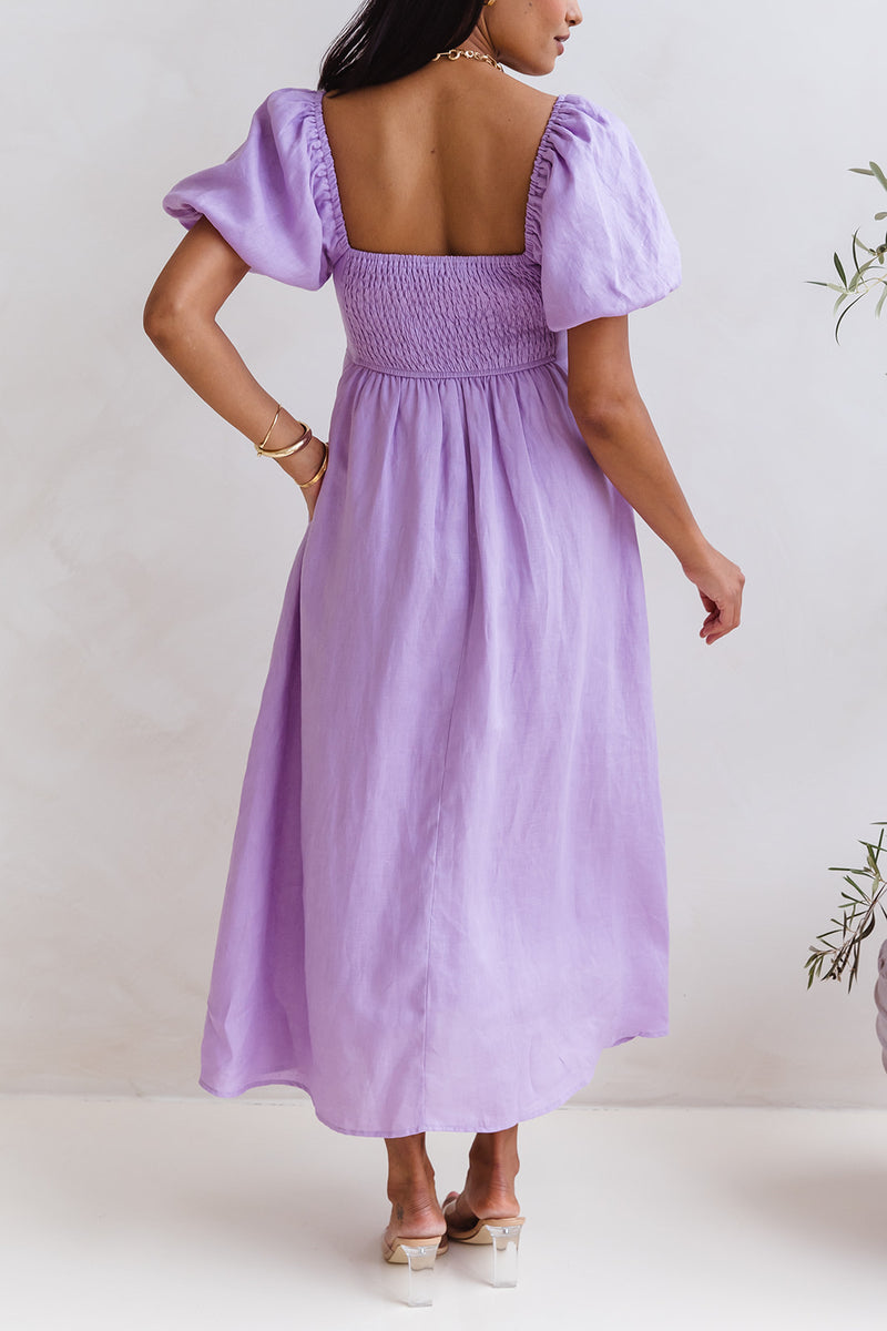 Sofia Linen Maxi Dress - Lilac - The Self Styler - The Self Styler