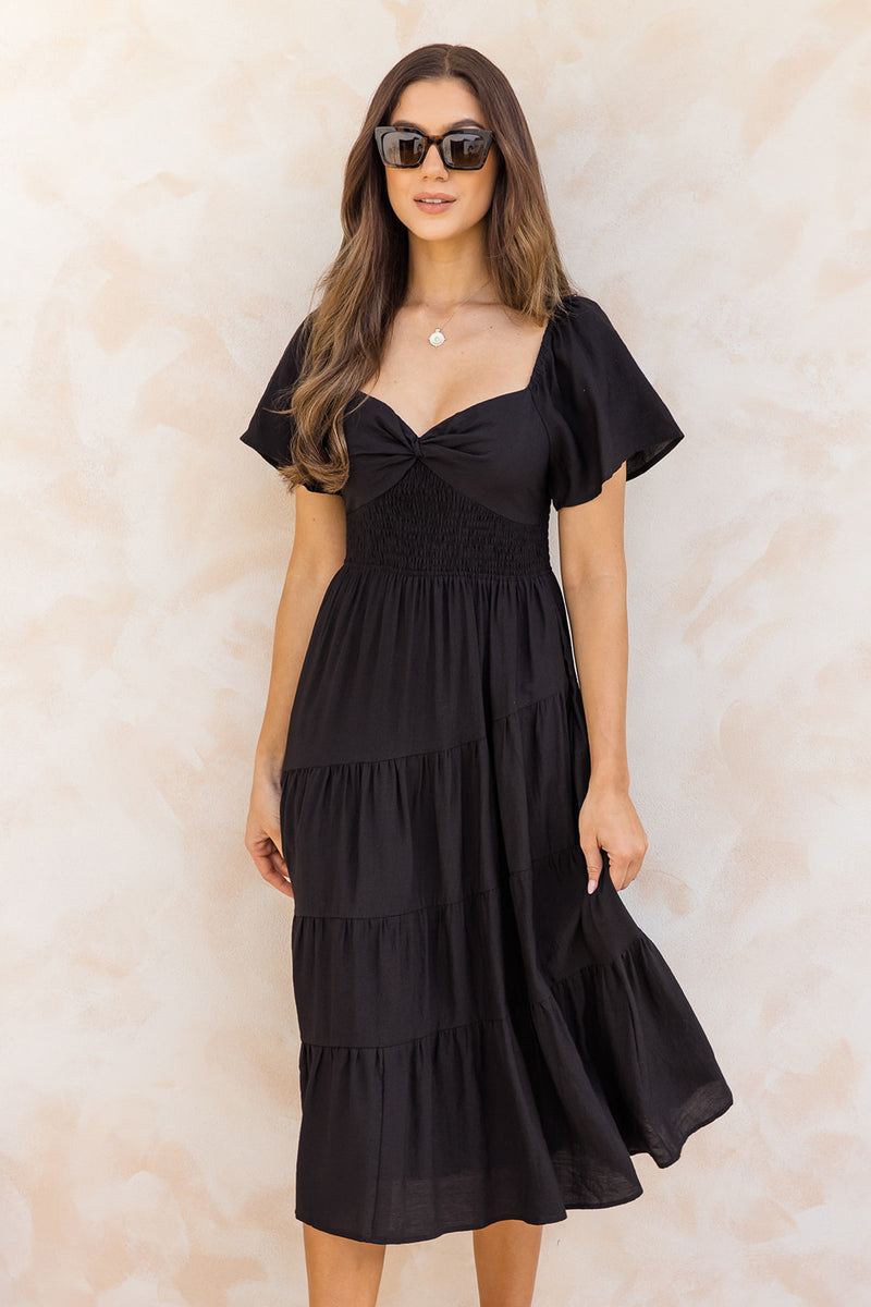 Stella Midi Dress - Black - The Self Styler