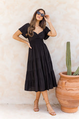 Stella Midi Dress - Black - The Self Styler