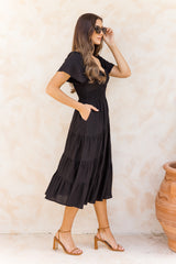 Stella Midi Dress - Black - The Self Styler