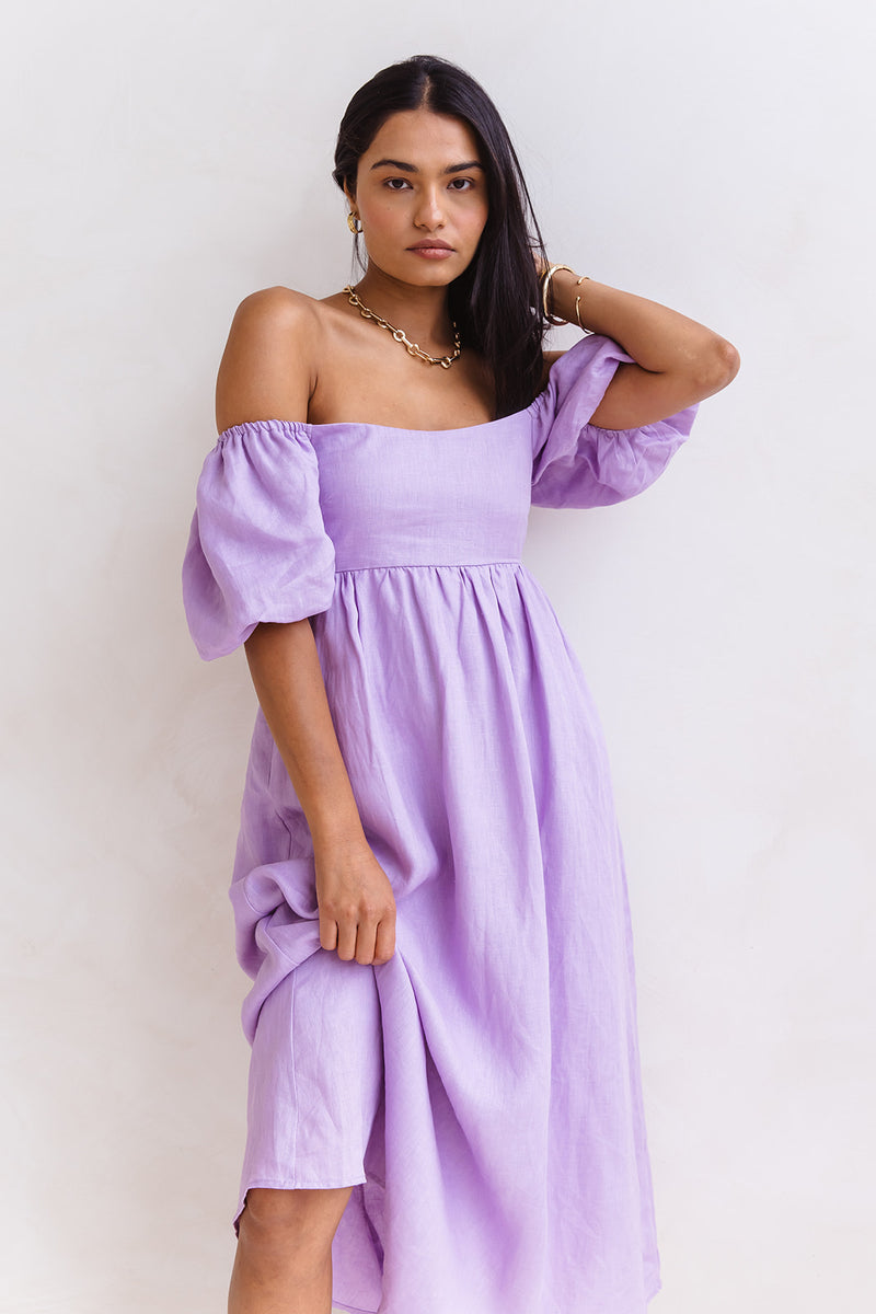 Sofia Linen Maxi Dress - Lilac - The Self Styler - The Self Styler