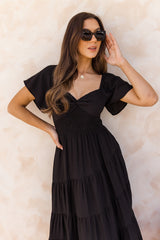 Stella Midi Dress - Black - The Self Styler