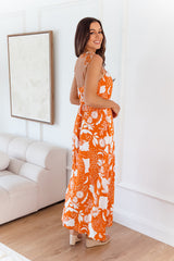 Callista Maxi Dress - Orange Holiday Print - The Self Styler
