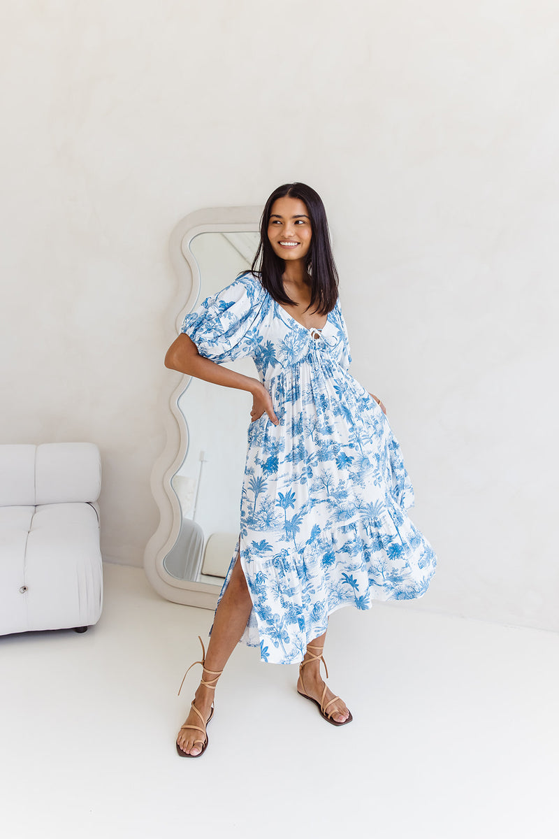 Tahlia Maxi Dress - Blue Palm - The Self Styler