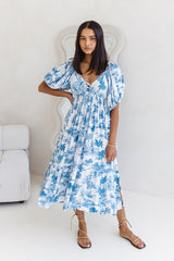 Tahlia Maxi Dress - Blue Palm - The Self Styler