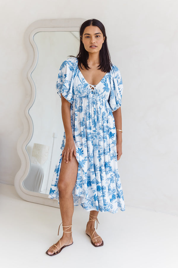 Tahlia Maxi Dress - Blue Palm - The Self Styler