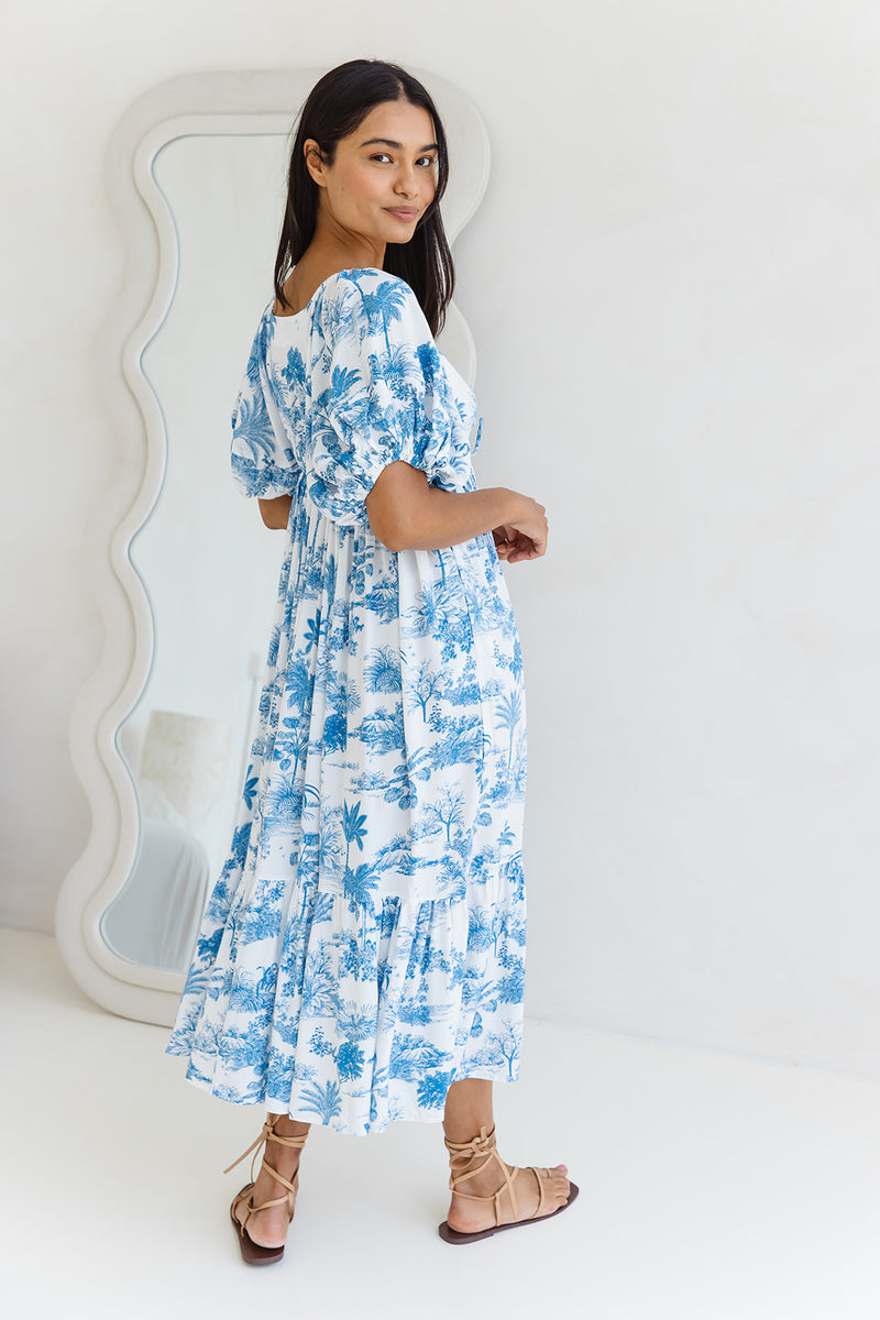 Tahlia Maxi Dress - Blue Palm - The Self Styler