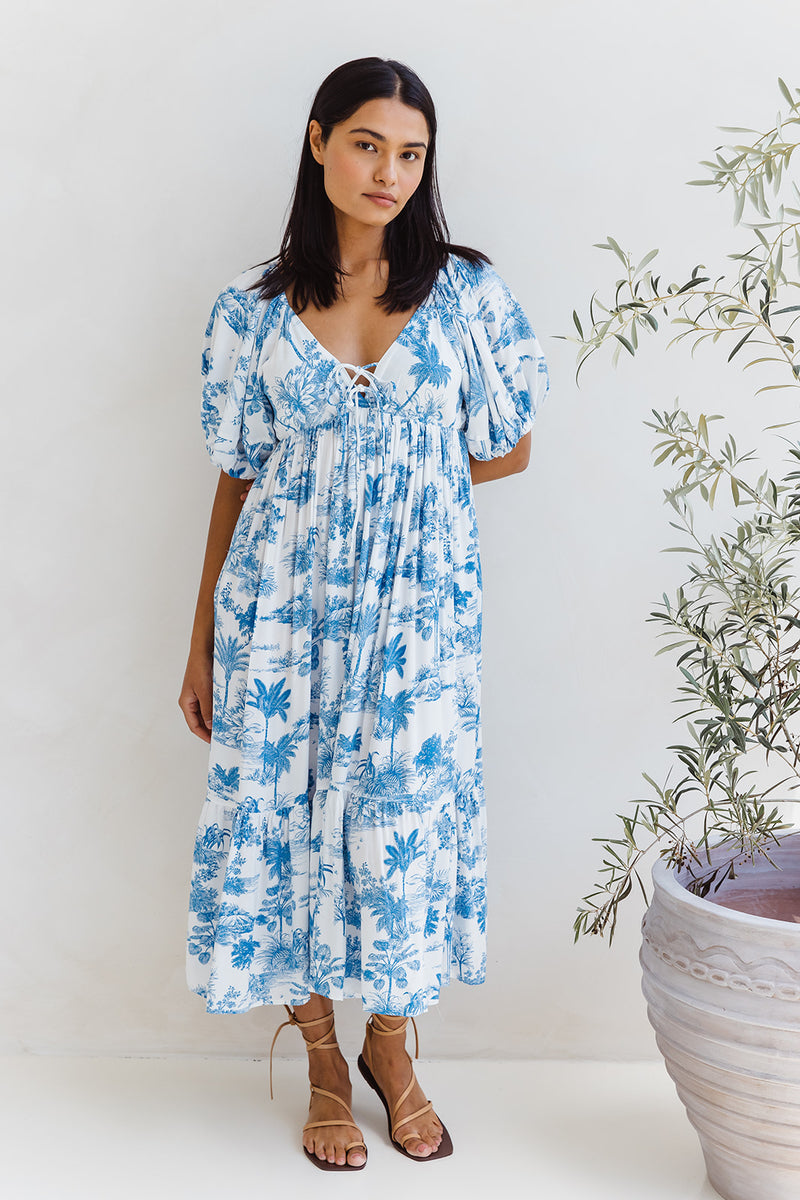 Tahlia Maxi Dress - Blue Palm - The Self Styler