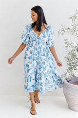Tahlia Maxi Dress - Blue Palm - The Self Styler