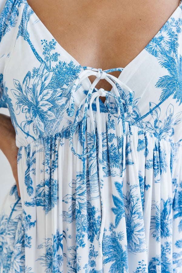 Tahlia Maxi Dress - Blue Palm - The Self Styler