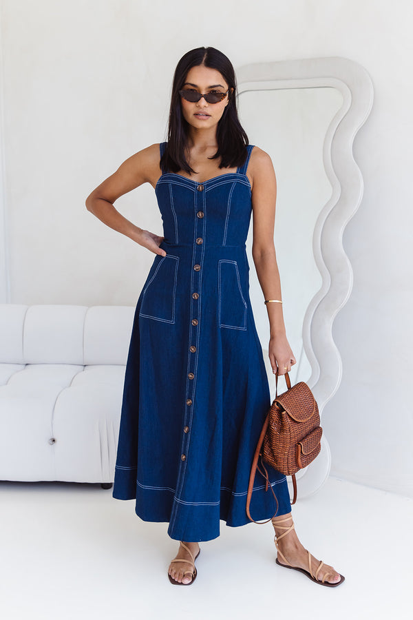 Keisha Midi Dress - Indigo Blue - The Self Styler