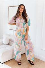 Fiore Wide-Leg Pants - Lilac Garden Print - The Self Styler