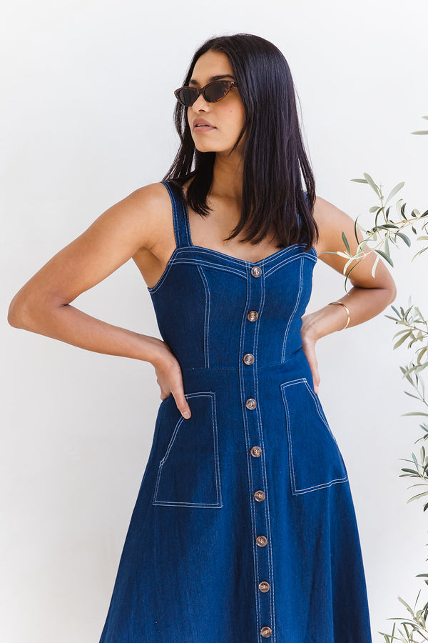 Keisha Midi Dress - Indigo Blue - The Self Styler