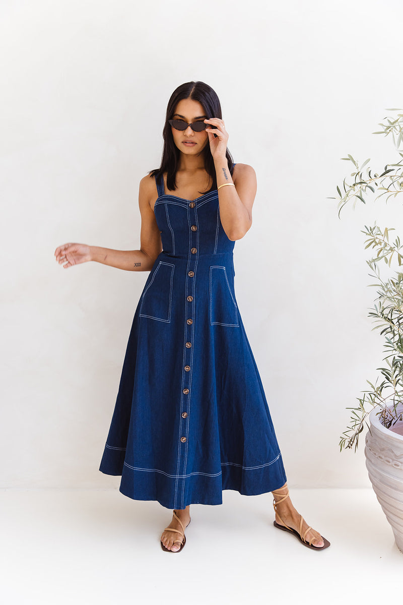 Keisha Midi Dress - Indigo Blue - The Self Styler