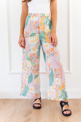 Fiore Wide-Leg Pants - Lilac Garden Print - The Self Styler