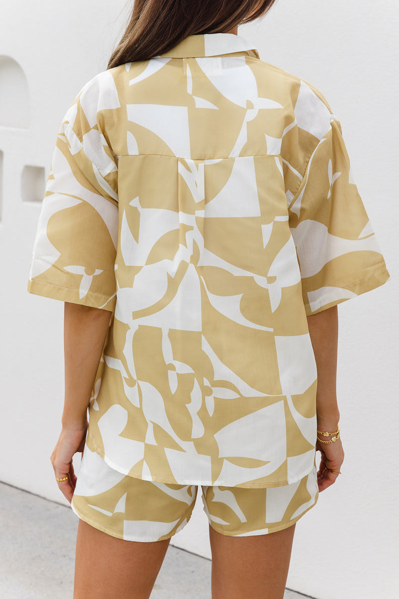 Cyrus Shirt - Yellow Abstract Print - The Self Styler