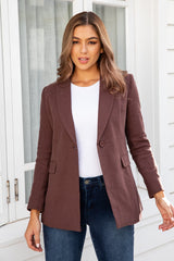 PIPER LINEN TAILORED BLAZER JACKET - CHOCOLATE - The Self Styler