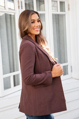 PIPER LINEN TAILORED BLAZER JACKET - CHOCOLATE - The Self Styler