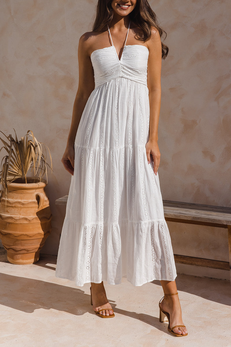 Kendall Maxi Dress - White Broderie Anglaise - The Self Styler