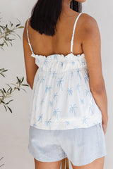 Erin Cami Top - Blue Palm Print - The Self Styler