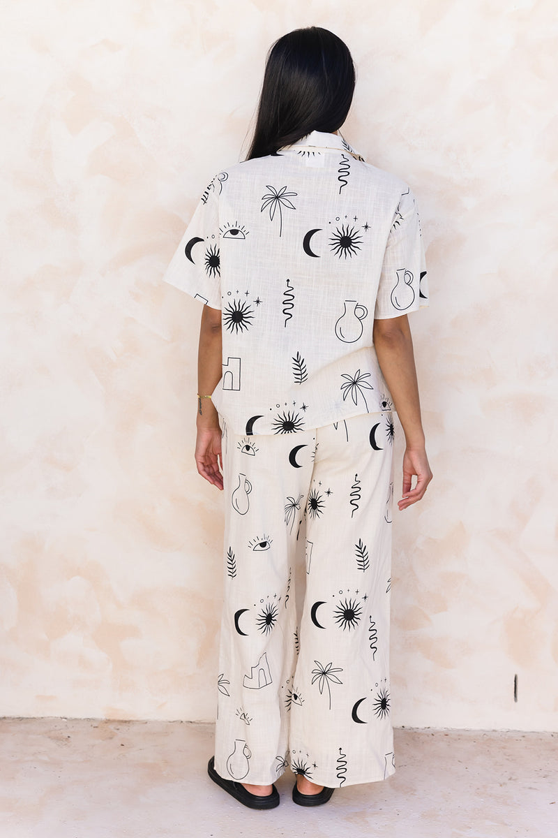 Wanderer Cotton Pant - Palm Print - The Self Styler - The Self Styler