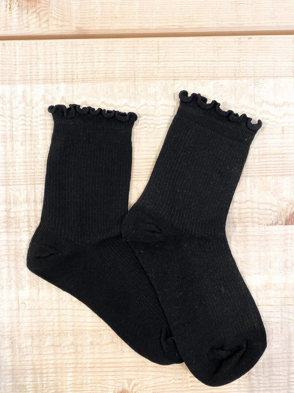 Rafferty Frill Ankle Socks - Black - The Self Styler