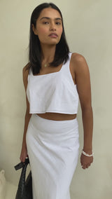 Costa Bias Cut Midi Skirt - White