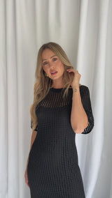 Airlie Crochet Maxi Dress - Black