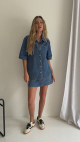 Marley Oversized Denim Shirt - Dark Blue Wash - The Self Styler