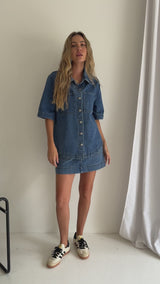 Marley Oversized Denim Shirt - Mid Wash - The Self Styler