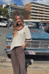 Stevie Relaxed-Fit V-Neck Tee - Butter and Chocolate
