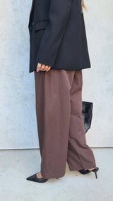 Georgie Barrel Leg Pants - Chocolate