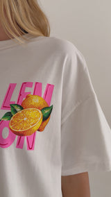 Callie Relaxed-Fit Graphic Tee - Pink Lemon Print