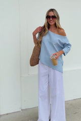 Mila Asymmetrical Knit Top - Blue