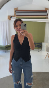 Artie Wrap Vest Top - Black