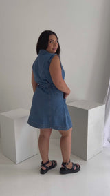 Giselle Denim Dress - Mid Blue Wash - The Self Styler